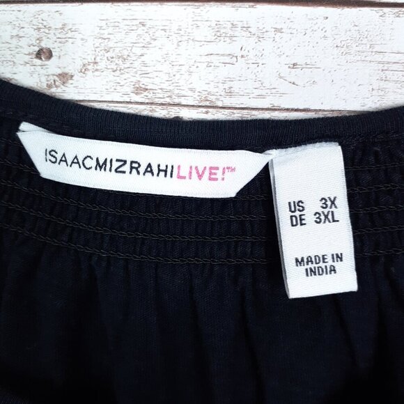 Isaac Mizrahi Womens Cap Sleeve Top 3X Embroidered Neckline Stretch NWOT 156A - Picture 3 of 4